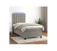 Boxspring met matras en LED fluweel lichtgrijs 90x200 cm3136341