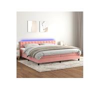 Vidaxl Sommier Tapissier Avec Matelas Et Led Rose 200x200 Cm Velours Multicolore
