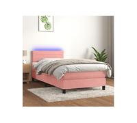 Boxspring met matras en LED fluweel roze 90x200 cm3134446
