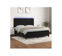 Vidaxl Sommier Tapissier Avec Matelas Et Led Noir 160x200 Cm Velours Multicolore