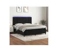 Vidaxl Sommier Tapissier Avec Matelas Et Led Noir 180x200 Cm Velours Multicolore