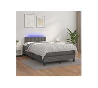 Boxspring met matras en LED kunstleer grijs 120x200 cm3134217