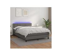 Boxspring met matras en LED kunstleer grijs 140x190 cm3134223