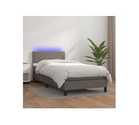 vidaXL Boxspring met matras en LED kunstleer grijs 80x200 cm3134133 Gris G