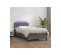 Sommier à Lattes de Lit avec Matelas et LED Rembourré Gris 120x200 cm vidaXL