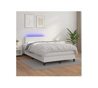 Vidaxl Sommier Tapissier Et Matelas Et Led Blanc 120x200 Cm Similicuir Multicolore