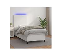 Boxspring met matras en LED kunstleer wit 90x200 cm3135802