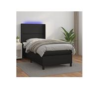 Vidaxl Sommier Tapissier Avec Matelas Et Led Noir 100x200cm Similicuir Multicolore