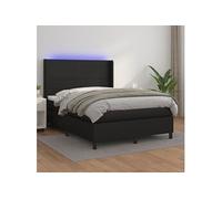 Vidaxl Sommier Tapissier Avec Matelas Et Led Noir 140x200cm Similicuir Multicolore