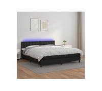 Boxspring met matras en LED kunstleer zwart 180x200 cm3134237