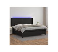 Vidaxl Sommier Tapissier Avec Matelas Et Led Noir 200x200cm Similicuir Multicolore