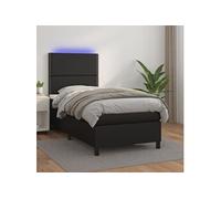 Vidaxl Sommier Tapissier Avec Matelas Et Led Noir 80x200 Cm Similicuir Multicolore