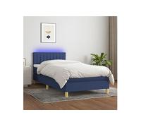 Boxspring met matras en LED stof blauw 100x200 cm3133859