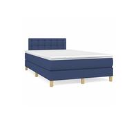 vidaXL Sommier à lattes avec matelas et LED en tissu bleu 120x190 cm