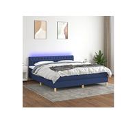 Boxspring met matras en LED stof blauw 160x200 cm3133971