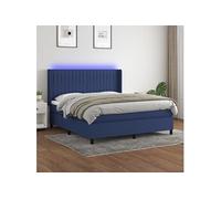 Vidaxl Sommier Tapissier Avec Matelas Et Led Bleu 160x200 Cm Tissu Multicolore