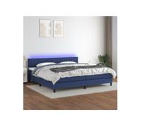 vidaXL Sommier tapissier et matelas et LED Bleu 200x200 cm Tissu