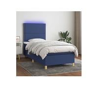 Sommier à Lattes de Lit et Matelas et LED Rembourré Crème 90x190 cm Tissu vidaXL