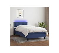 vidaXL Sommier à lattes de lit avec matelas et LED Bleu 90x200cm Tissu 3133291