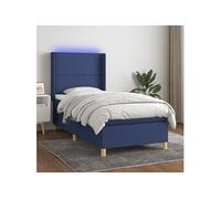vidaXL Sommier tapissier avec matelas et LED Bleu 90x200 cm Tissu