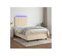 Boxspring met matras en LED stof crÃmekleurig 120x200 cm3134866