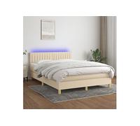 Sommier à Lattes de Lit avec Matelas LED Rembourré Bleu 140x200 cm Tissu vidaXL