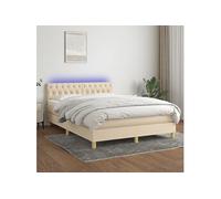 Boxspring met matras en LED stof crÃmekleurig 140x200 cm3133962