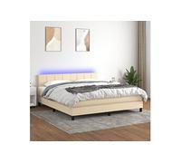 Boxspring met matras en LED stof crÃmekleurig 180x200 cm3133178