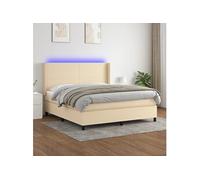 Sommier à Lattes de Lit Matelas LED Rembourré Gris Foncé 180x200 cm Tissu vidaXL
