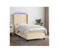 Sommier à Lattes de Lit Matelas LED Rembourré Gris Clair 90x190cm Tissu vidaXL