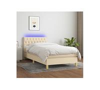 Boxspring met matras en LED stof crÃmekleurig 90x190 cm3133922