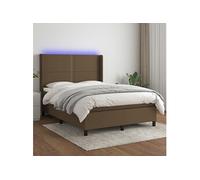 Vidaxl Sommier Tapissier Matelas Et Led Marron Foncé 140x200 Cm Tissu Multicolore