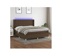 Vidaxl Sommier Tapissier Matelas Et Led Marron Foncé 160x200 Cm Tissu Multicolore