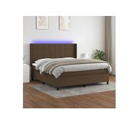 Boxspring met matras en LED stof donkerbruin 160x200 cm3138328