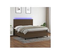 vidaXL Boxspring met matras en LED stof donkerbruin 180x200 cm3135056 Marron G