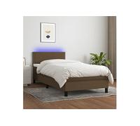 Vidaxl Sommier Tapissier Et Matelas Et Led Marron Foncé 90x200cm Tissu Multicolore