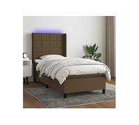 vidaXL Boxspring met matras en LED stof donkerbruin 80x200 cm3138272 Marron G
