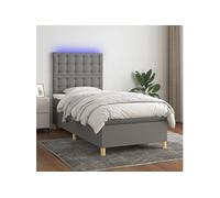 Boxspring met matras en LED stof donkergrijs 100x200 cm3135734