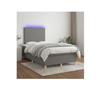 Vidaxl Sommier Tapissier Et Matelas Et Led Gris Foncé 120x200 Cm Tissu Multicolore