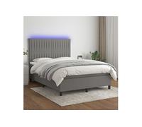 vidaXL Boxspring met matras en LED stof donkergrijs 140x190 cm3135030 Gris G