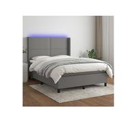Boxspring met matras en LED stof donkergrijs 140x190 cm3138230