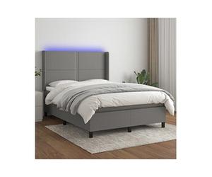 Boxspring met matras en LED stof donkergrijs 140x190 cm3138230