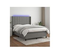 Vidaxl Sommier Tapissier Et Matelas Et Led Gris Foncé 140x190 Cm Tissu Multicolore