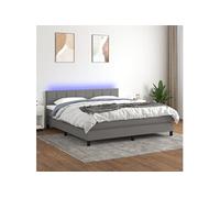 Boxspring met matras en LED stof donkergrijs 180x200 cm3133174