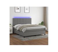 Vidaxl Sommier Tapissier Et Matelas Et Led Gris Foncé 180x200 Cm Tissu Multicolore