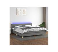 Vidaxl Sommier Tapissier Et Matelas Et Led Gris Foncé 200x200 Cm Tissu Multicolore