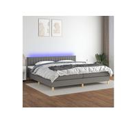 vidaXL Boxspring met matras en LED stof donkergrijs 200x200 cm3133902 Gris G