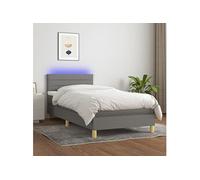 Vidaxl Sommier Tapissier Avec Matelas Et Led Gris Foncé 80x200cm Tissu Multicolore