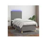 Sommier à Lattes de Lit avec Matelas et LED Rembourré Bleu 80x200cm Tissu vidaXL