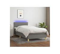 Sommier à Lattes de Lit avec Matelas et LED Rembourré Gris Foncé 90x190cm vidaXL